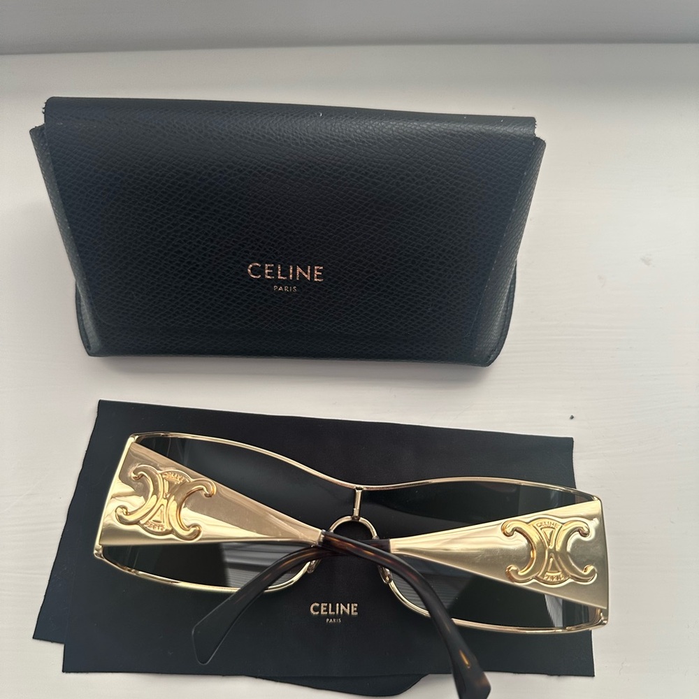 Celine Triomphe Metal Racer Sunglasses in Gold Metal - Picture 10 of 10